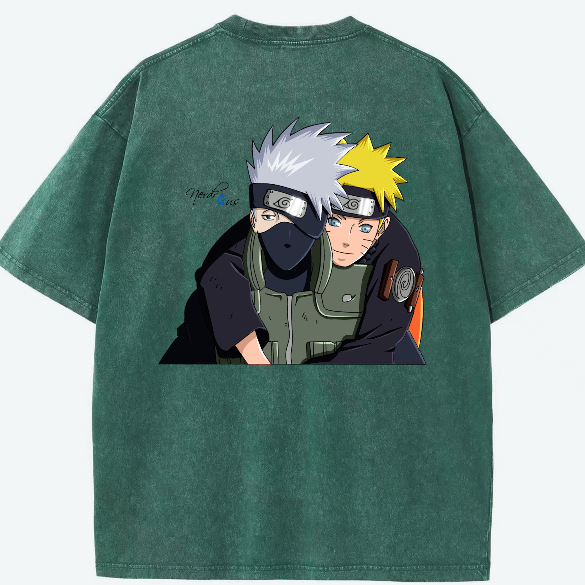 （画像用） NARUTO -ナルト- はたけ カカシ Hatake Kakashi 綿100% ヴィンテージ風 半袖Tシャツ（背面プリント）